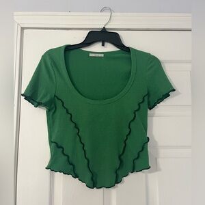 Green Ribbed Women's Crop Top - Women’s medium